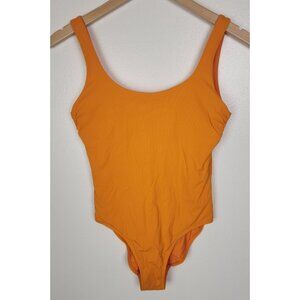 Athleta Women's Sz. XS Ribbed Orange Scoop Back One Piece Swimsuit
